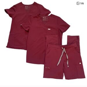 Figs Burgundy Scrubs Set Size XS